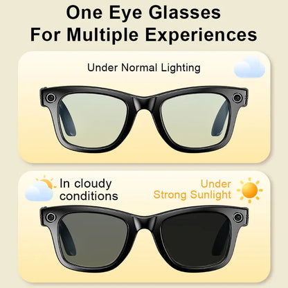 AI Smart Glasses with 8MP HD Camera, Bluetooth Audio, Hands-Free Capture, Real-Time Translation, and Photochromic Lenses for Versatile Use