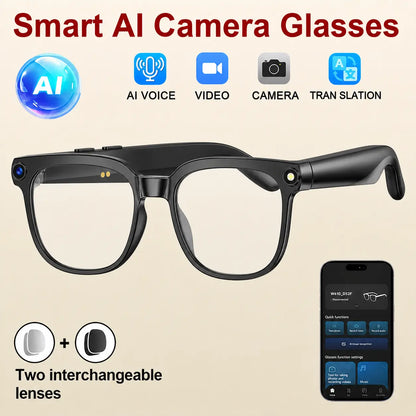 AI Smart Glasses with 8MP HD Camera, Bluetooth Audio, Hands-Free Capture, Real-Time Translation, and Photochromic Lenses for Versatile Use