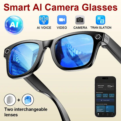 AI Smart Glasses with 8MP HD Camera, Bluetooth Audio, Hands-Free Capture, Real-Time Translation, and Photochromic Lenses for Versatile Use