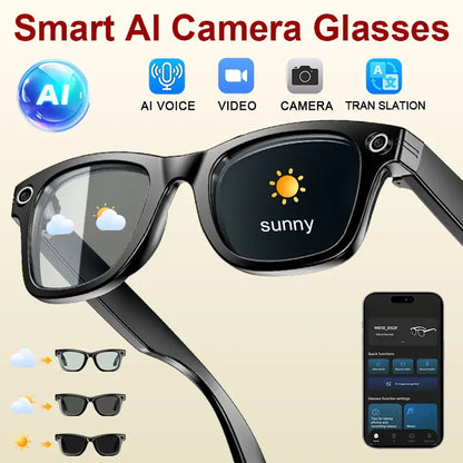 AI Smart Glasses with 8MP HD Camera, Bluetooth Audio, Hands-Free Capture, Real-Time Translation, and Photochromic Lenses for Versatile Use